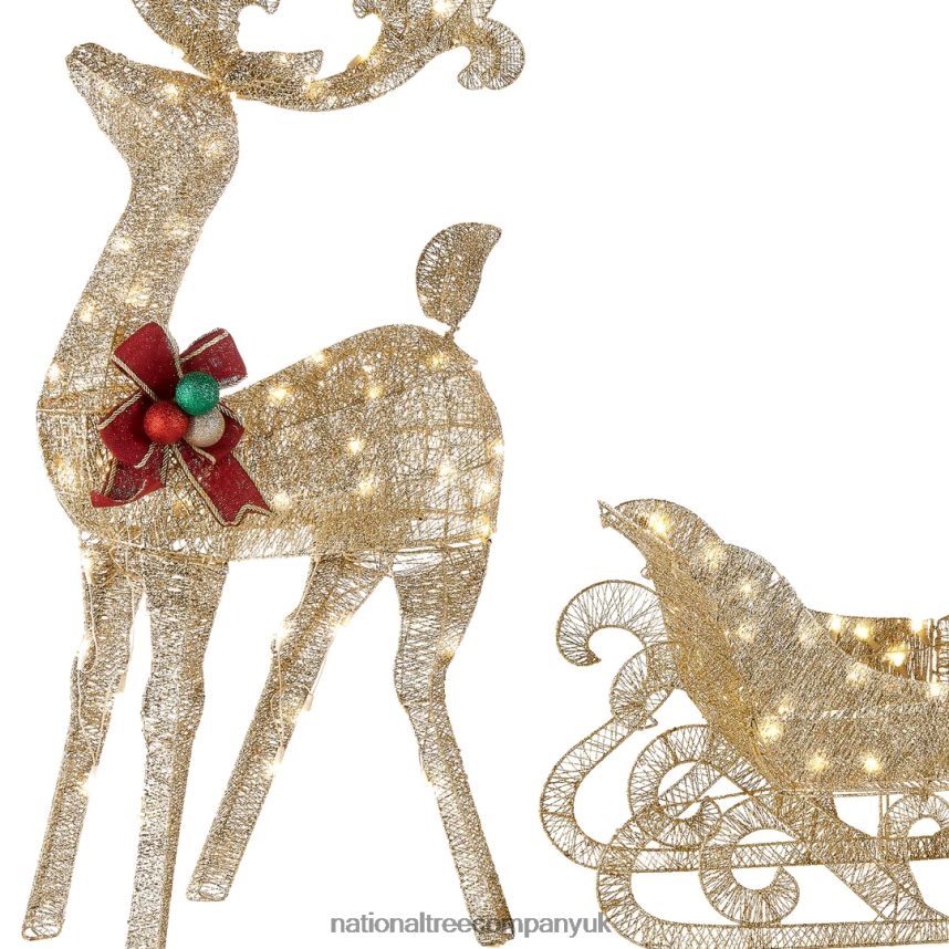 decoration | National Tree Company Reindeer and Santas Sleigh with LED Lights F2L4F594